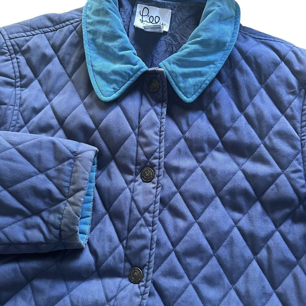 Lilly Pulitzer Quilted Barn Coat in Navy with Teal Collar